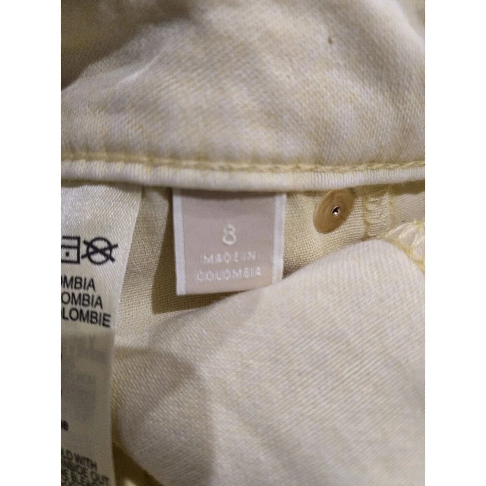 Michael Kors Izzy Womens Size 8 Yellow Skinny Jeans Stretch Denim Mid Rise